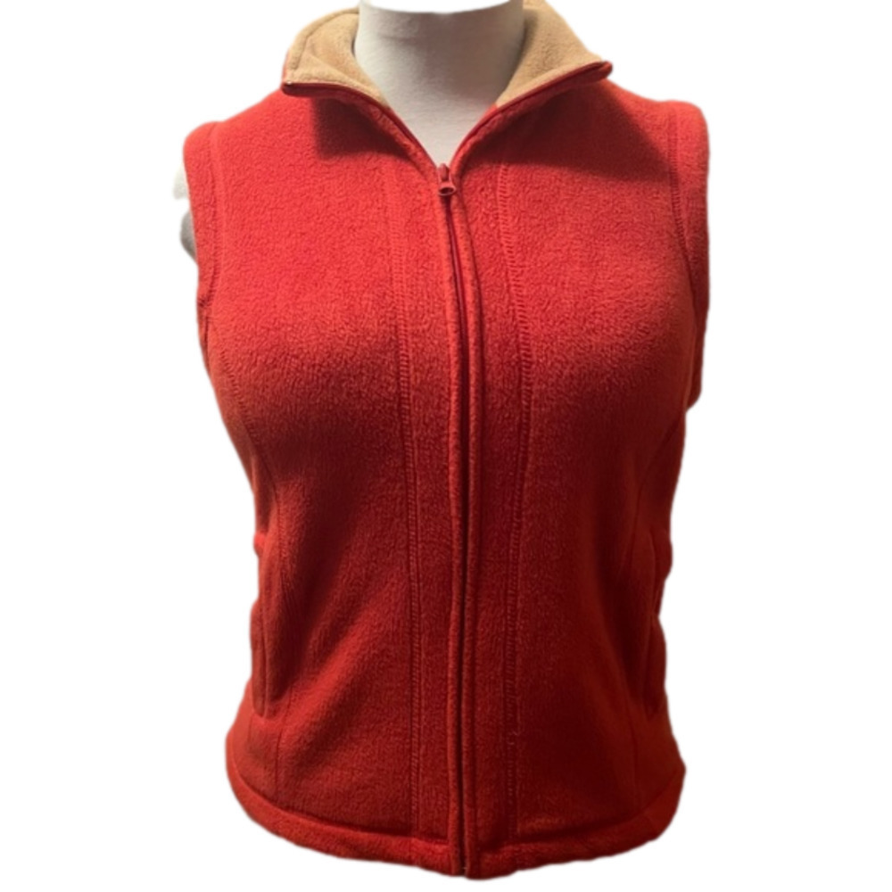 Carolyn Taylor Zip Up Vest. Soft And Warm In A Rustic Orange Color.